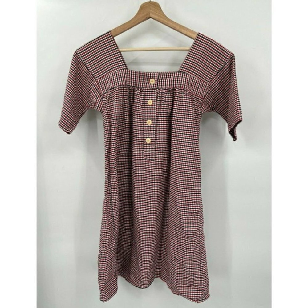 Vintage You Must Create YMC A-Line Gingham Dress Square Neck Check Pattern 8